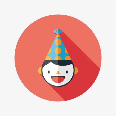 verjaardag partij jongen platte pictogram met lange schaduw, eps10