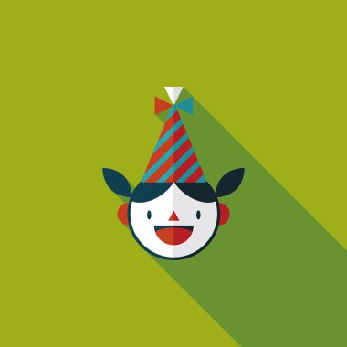 doğum günü partisi kız düz simgesiyle uzun gölge, eps10