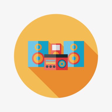 cep telefonu hoparlörler düz simgesi ile uzun gölge, eps10