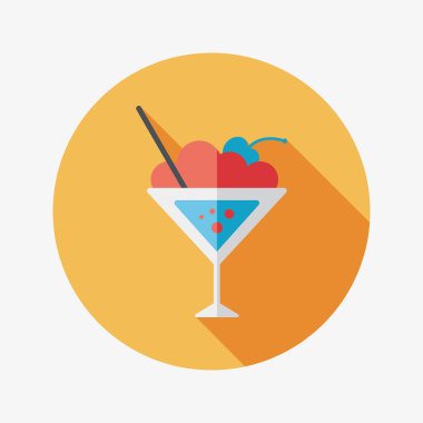 Uzun gölgeli kokteyl düz simgesi