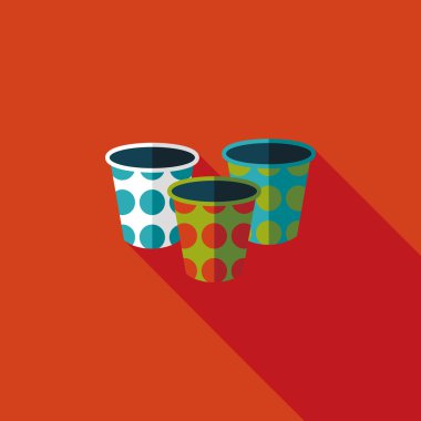 kağıt bardak düz simgesi ile uzun gölge, eps10