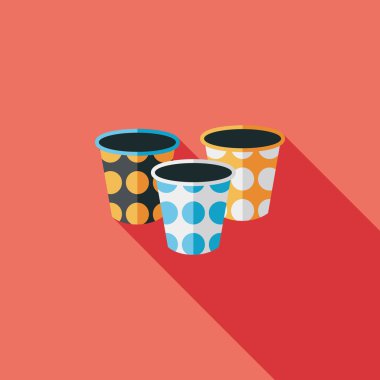 kağıt bardak düz simgesi ile uzun gölge, eps10