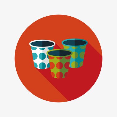 kağıt bardak düz simgesi ile uzun gölge, eps10