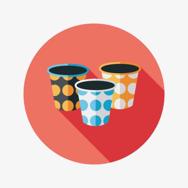 kağıt bardak düz simgesi ile uzun gölge, eps10