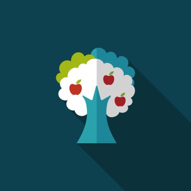 elma ağacı düz simgesi ile uzun gölge, eps10