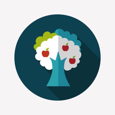 elma ağacı düz simgesi ile uzun gölge, eps10