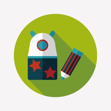 kalem kalemtıraş düz simgesi ile uzun gölge, eps10