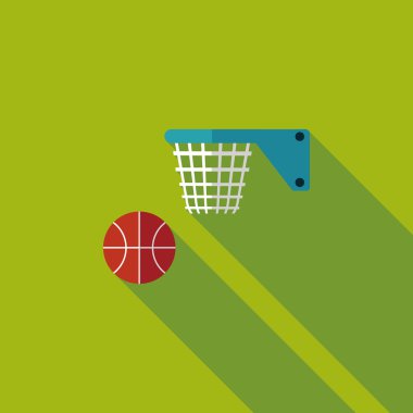 Basketbol düz simgesi ile uzun gölge, eps10