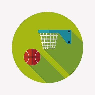 Basketbol düz simgesi ile uzun gölge, eps10