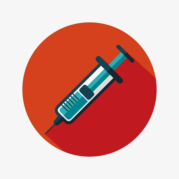 Syringe flat icon with long shadow — Stock Vector