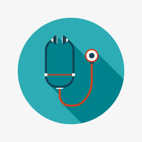 Stethoscope flat icon with long shadow — Stock Vector