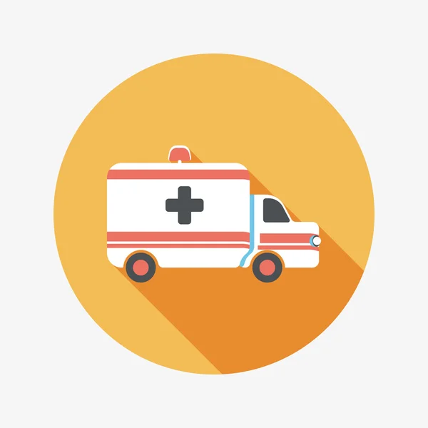 Ambulance auto platte pictogram met lange schaduw — Stockvector