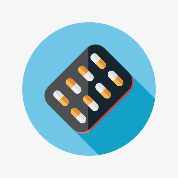 Pills flat icon with long shadow — Stock Vector