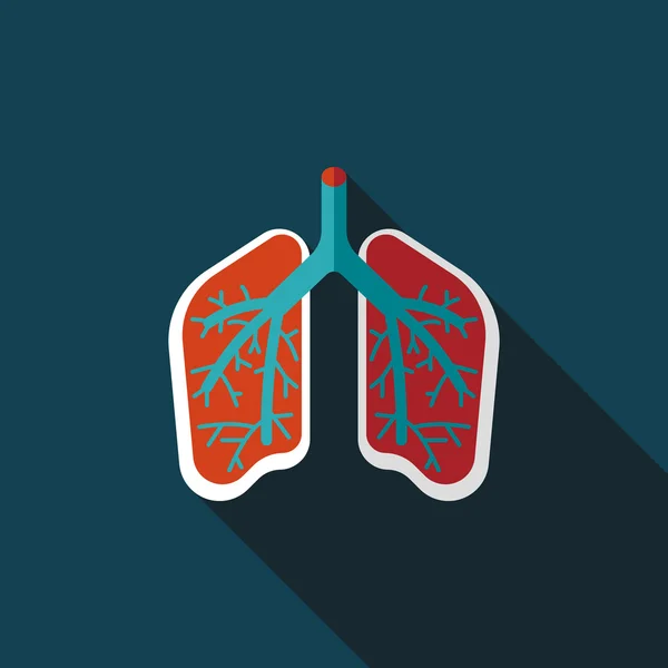 Lungs icono plano con sombra larga — Archivo Imágenes Vectoriales