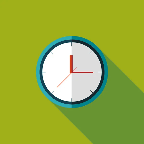 Horloge icône plate avec ombre longue, eps10 — Image vectorielle