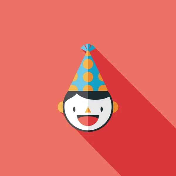 Fiesta de cumpleaños niño icono plano con sombra larga, eps10 — Vector de stock