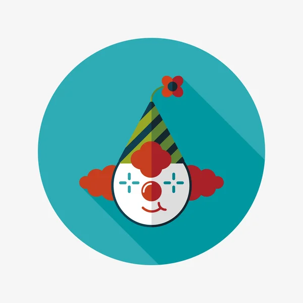 Payaso icono plano con sombra larga, eps10 — Vector de stock