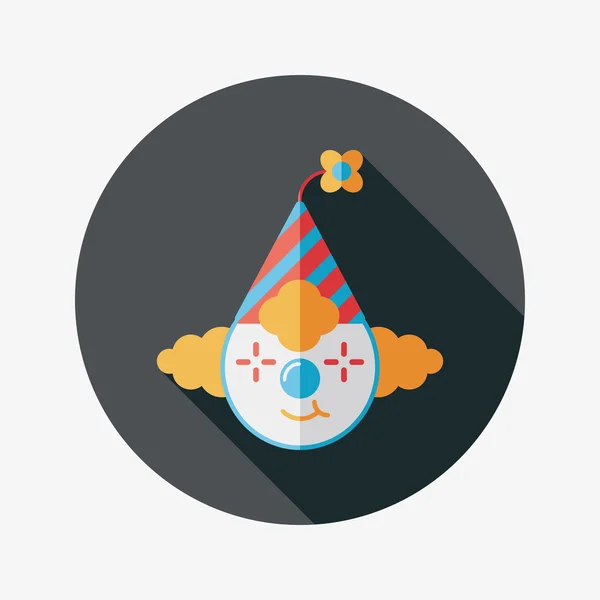 Payaso icono plano con sombra larga, eps10 — Vector de stock