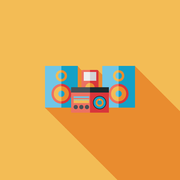 Mobile phone with speakers  flat icon with long shadow,eps10