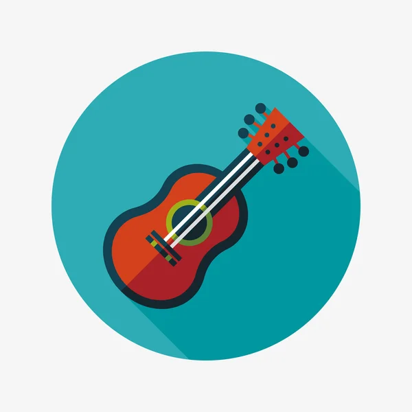 Icono plano de guitarra con sombra larga — Vector de stock