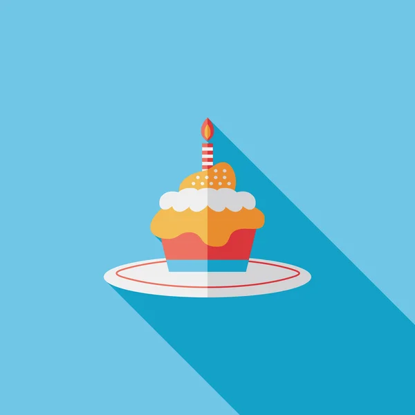 Syntymäpäivä kakku tasainen kuvake pitkä varjo, eps10 — vektorikuva