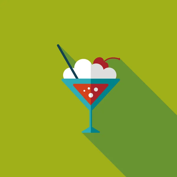 Cocktail icône plate avec ombre longue — Image vectorielle