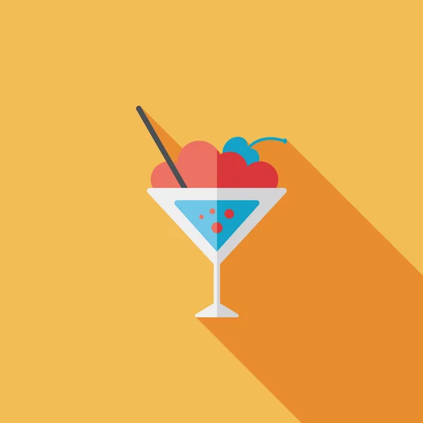 Cocktail platt ikon med lång skugga — Stock vektor