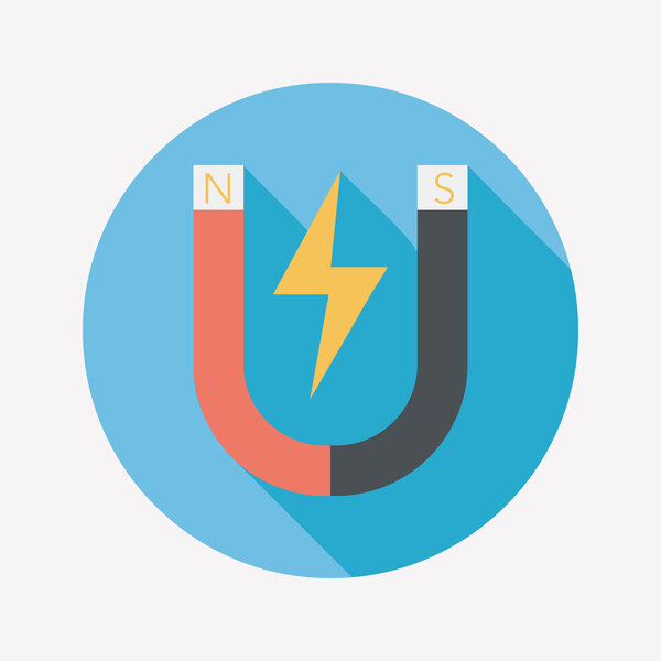 Значок плоского магнита с длинной тенью, епс10
