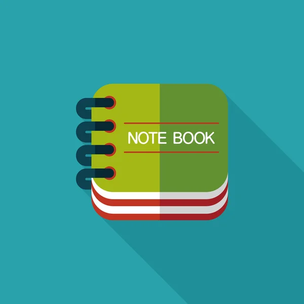 Notebook pictograma plat cu umbra lunga, eps10 — Vector de stoc