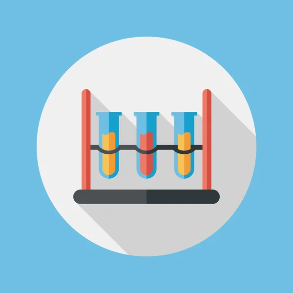 Tubo de ensayo icono plano con sombra larga — Archivo Imágenes Vectoriales