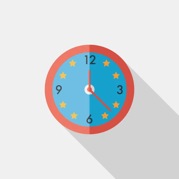 Clock flat icon with long shadow, eps10 — стоковый вектор