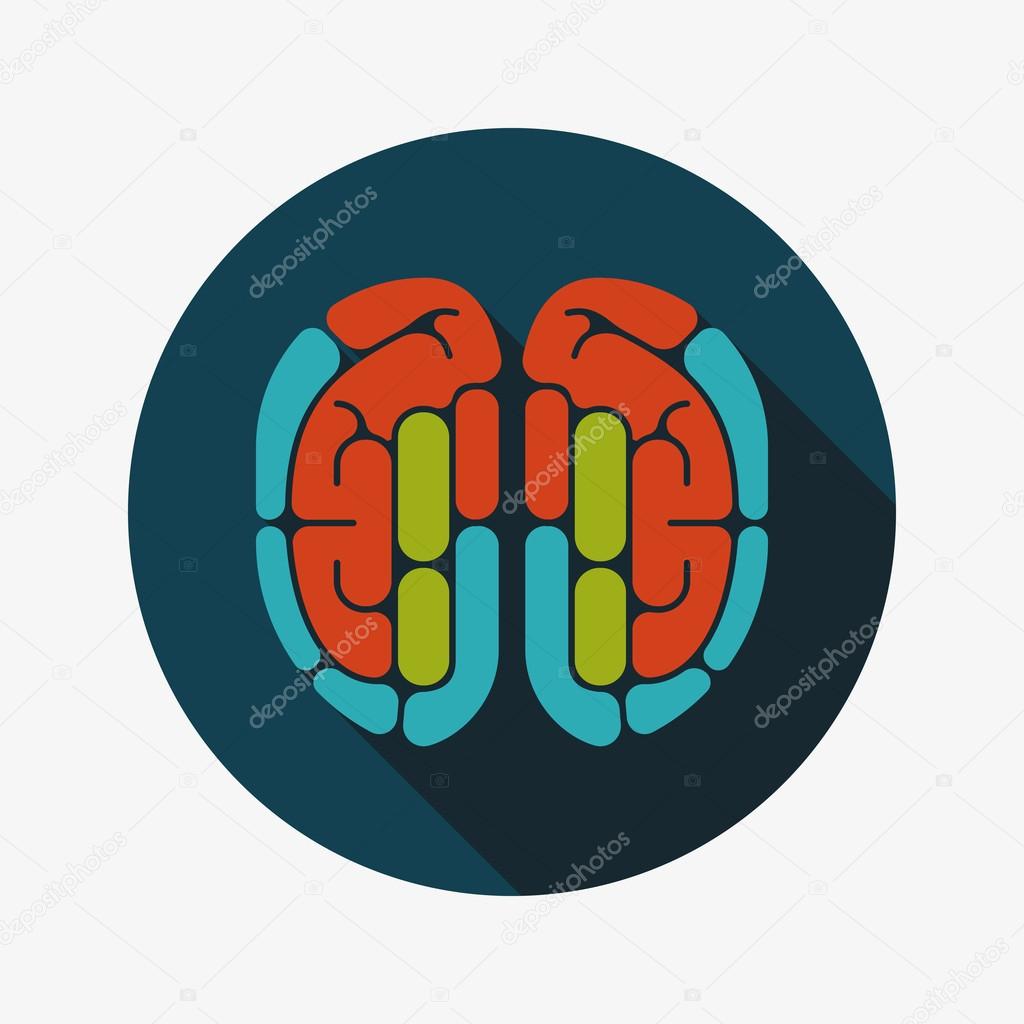 brain flat icon with long shadow