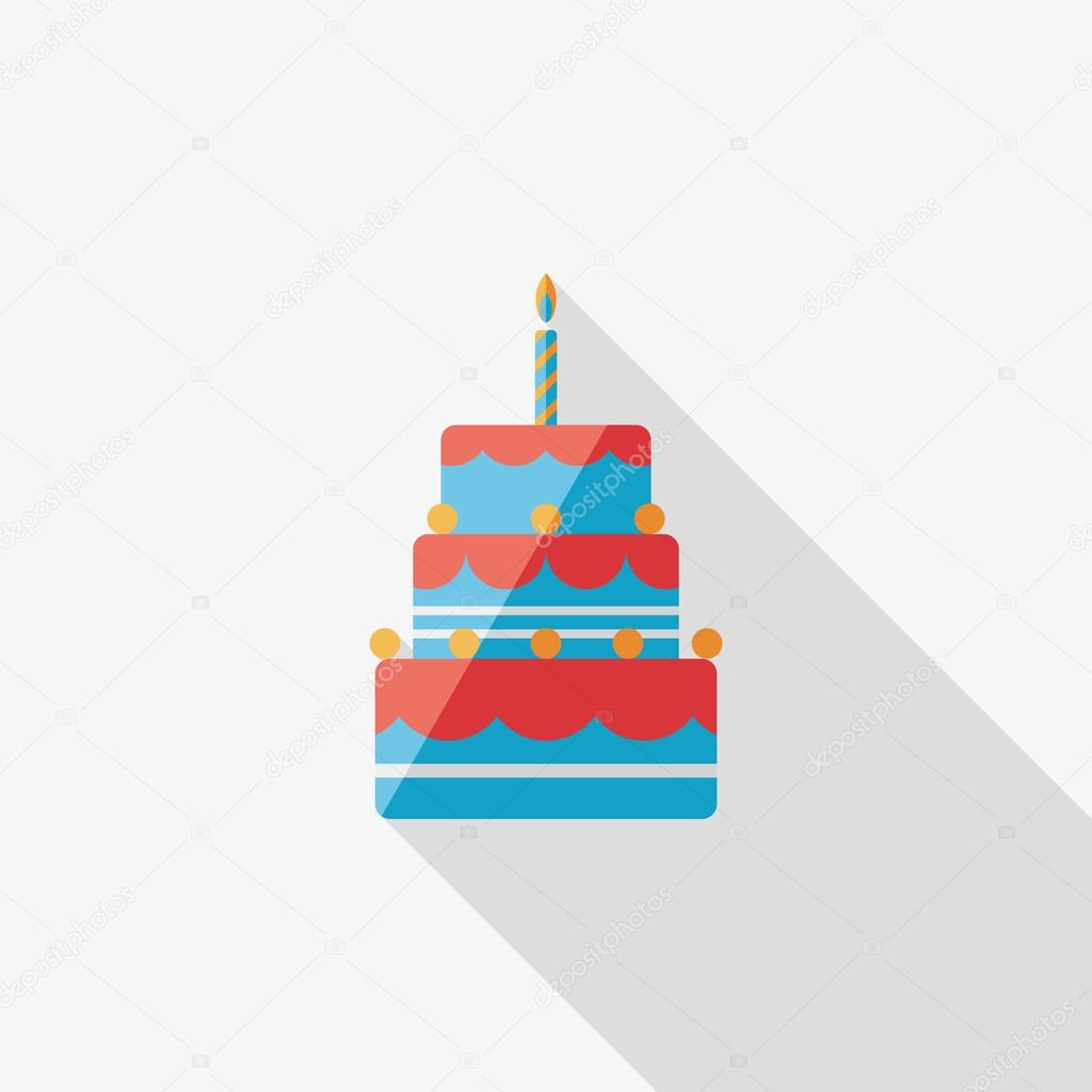 birthday cake flat icon with long shadow,eps10