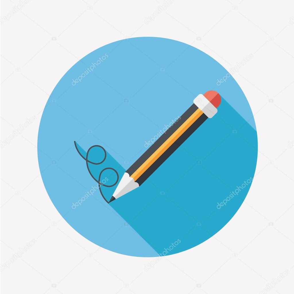 Pencil flat icon with long shadow,eps10