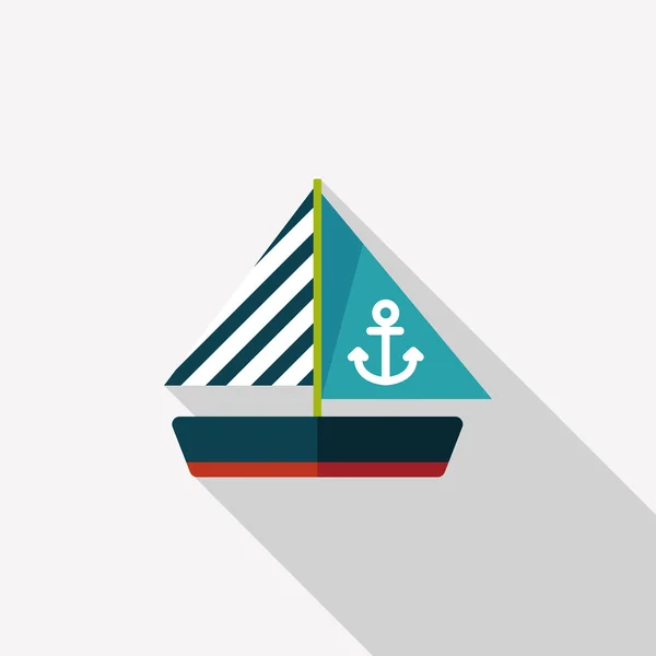 Sailboat flat icon with long shadow — Stock Vector