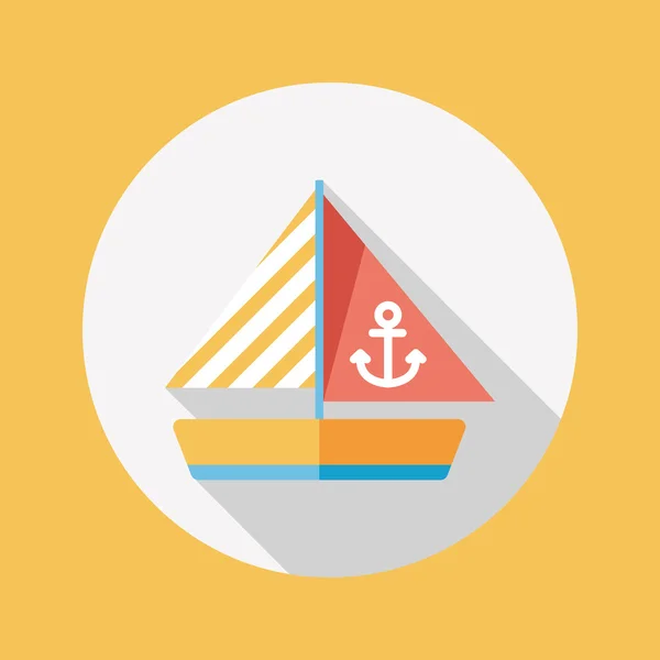 Sailboat flat icon with long shadow — Stock Vector