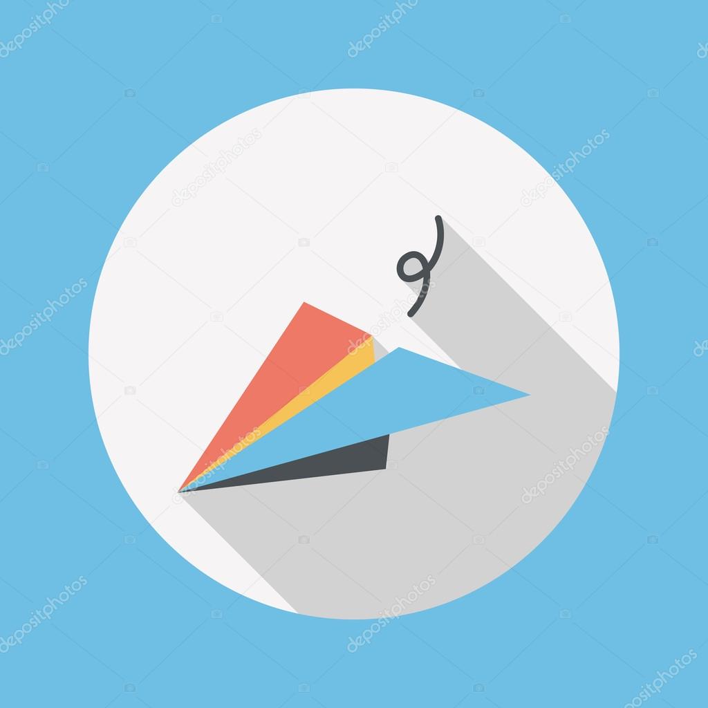 Paper airplane flat icon with long shadow