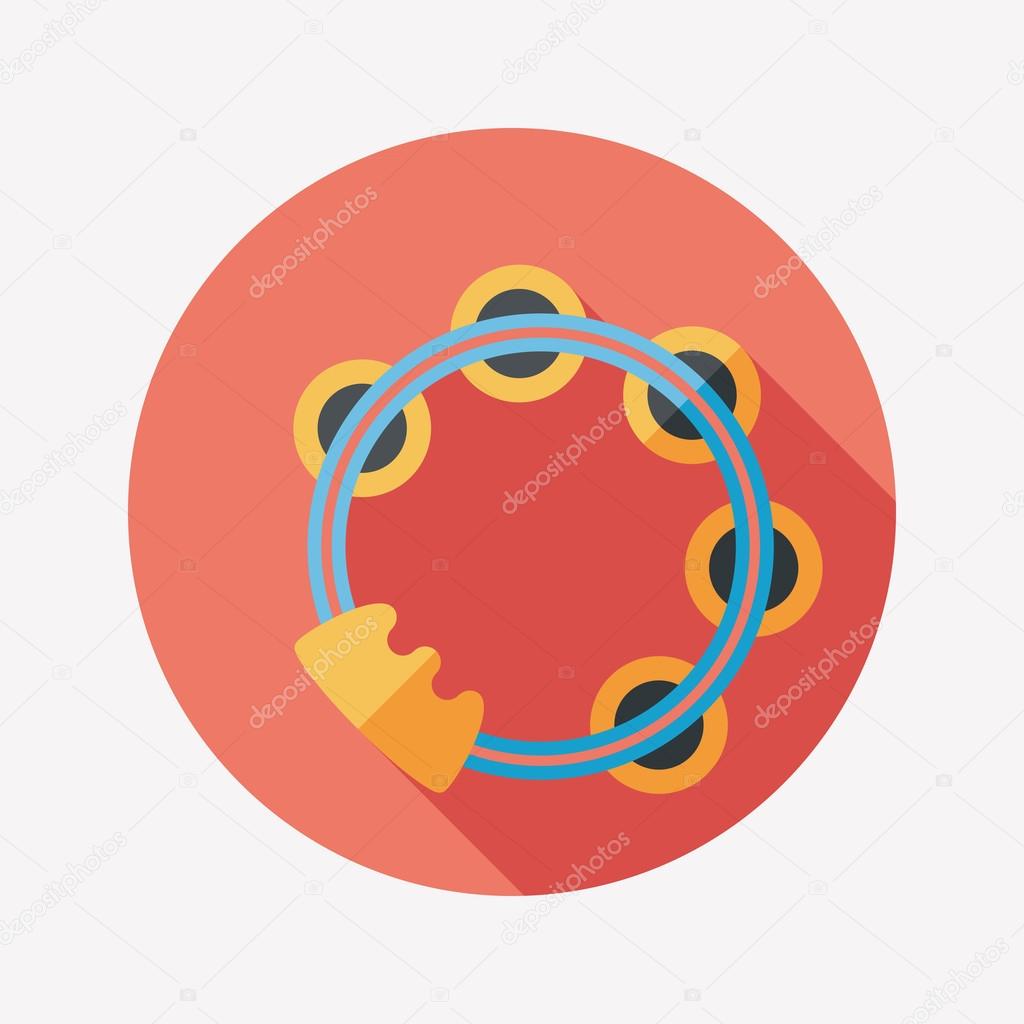 tambourine flat icon with long shadow