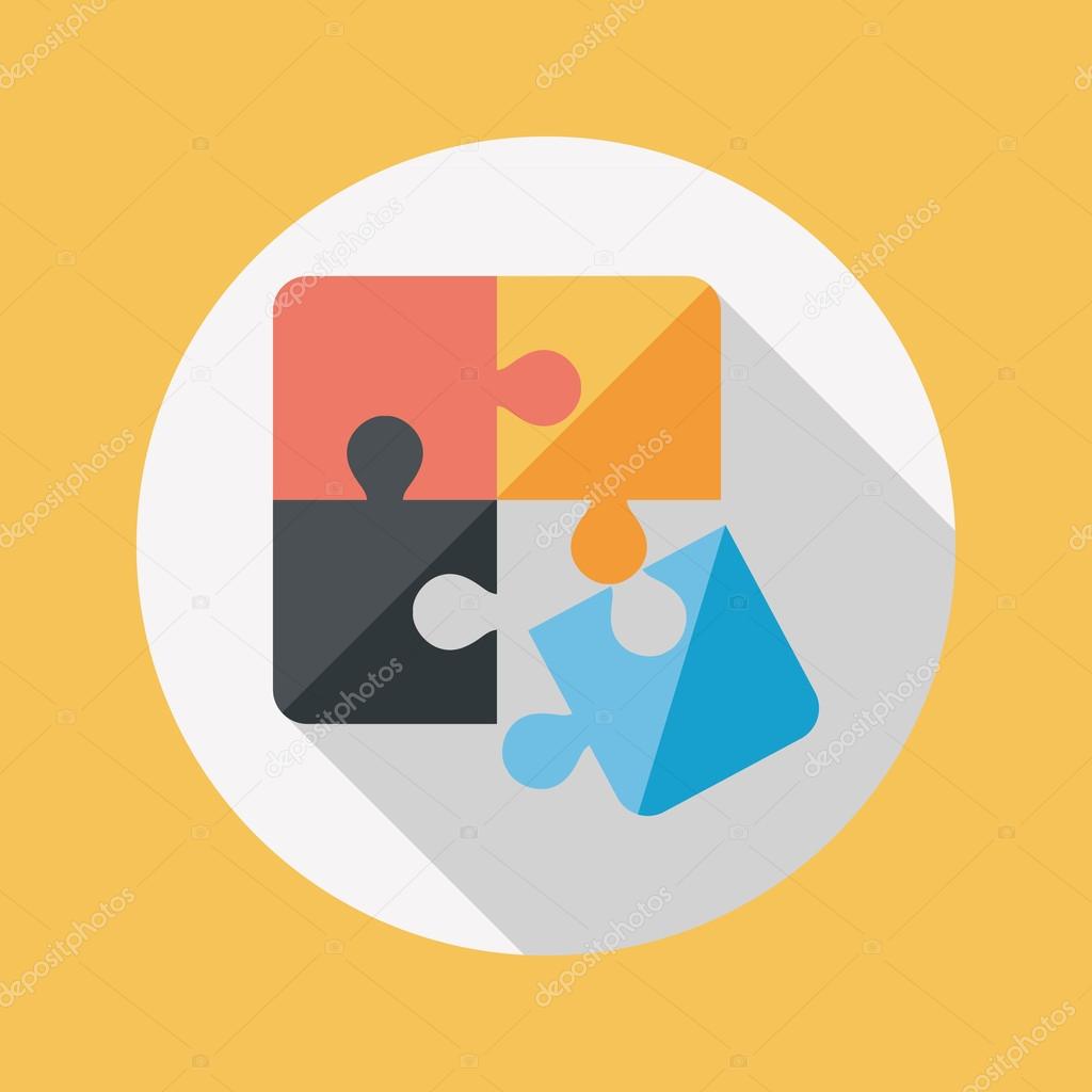 Puzzle flat icon with long shadow,EPS 10