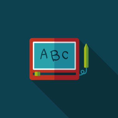 uzun gölge ile çocuk çizim kurulu düz simgesi