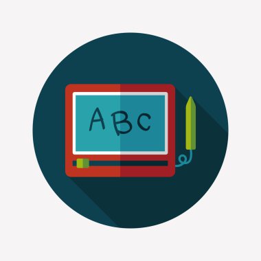 uzun gölge ile çocuk çizim kurulu düz simgesi