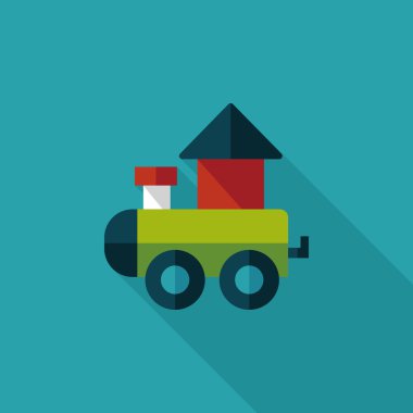 Tren oyuncak uzun gölge, eps 10 düz simgesiyle