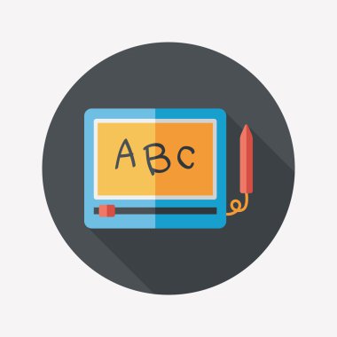 uzun gölge ile çocuk çizim kurulu düz simgesi