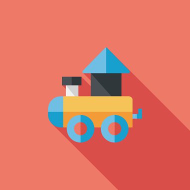 Tren oyuncak uzun gölge, eps 10 düz simgesiyle