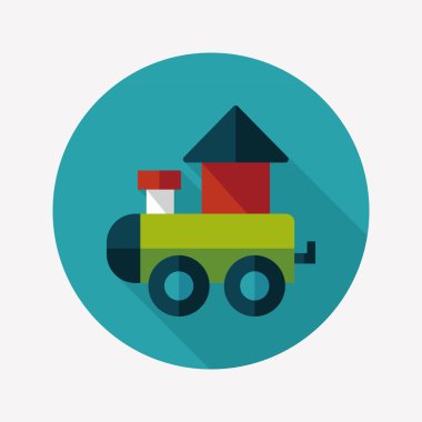 Tren oyuncak uzun gölge, eps 10 düz simgesiyle