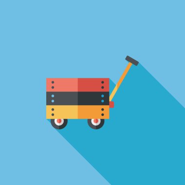 oyuncak sepeti düz simgesi ile uzun gölge, eps10