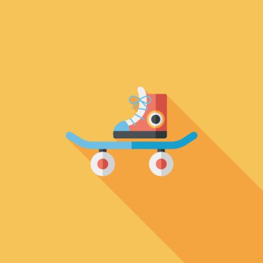 kaykay uzun gölge düz simgesi