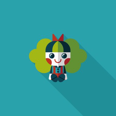 Uzun Gölge, eps 10 ile kız bebek oyuncak düz simgesi