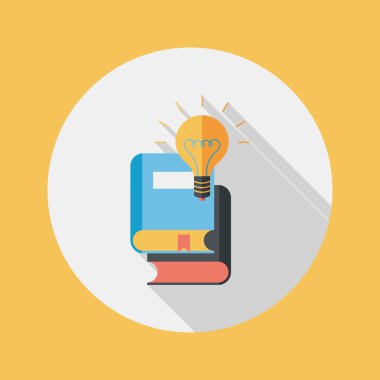 ampul uzun gölge, eps10 ile kitap düz simgesinin üzerine