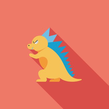 dinozor düz simgesi ile uzun gölge, eps10